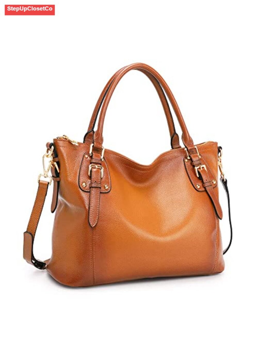 Top Grain Pebbled Cowhide Leather Tote Handbag, Large Satchel Purse with